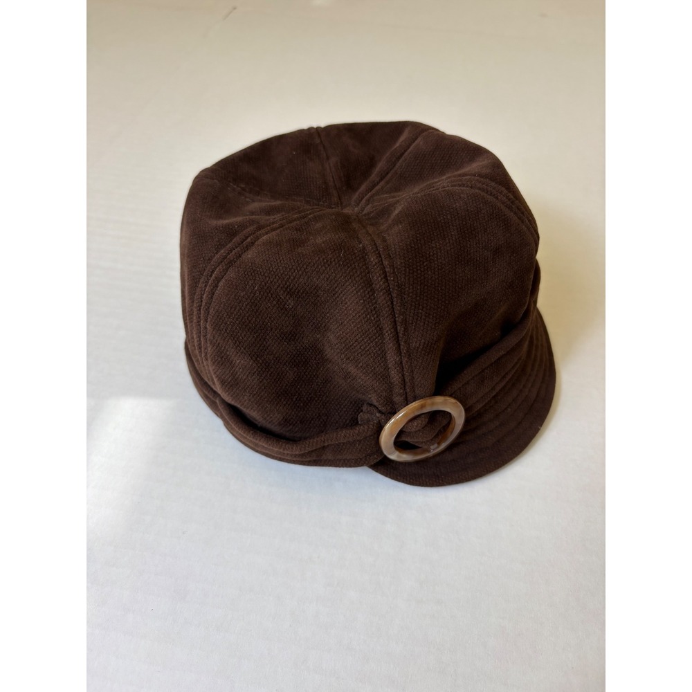 Scala Pronto Brown Newsboy Cap Paisley Lining Side Ring Accent One Size Hat